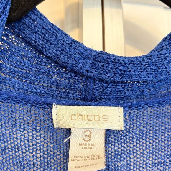 Chicos Blue Open Knit Cardigan Size 3 (Size XL 16/18) - Picture 7 of 8